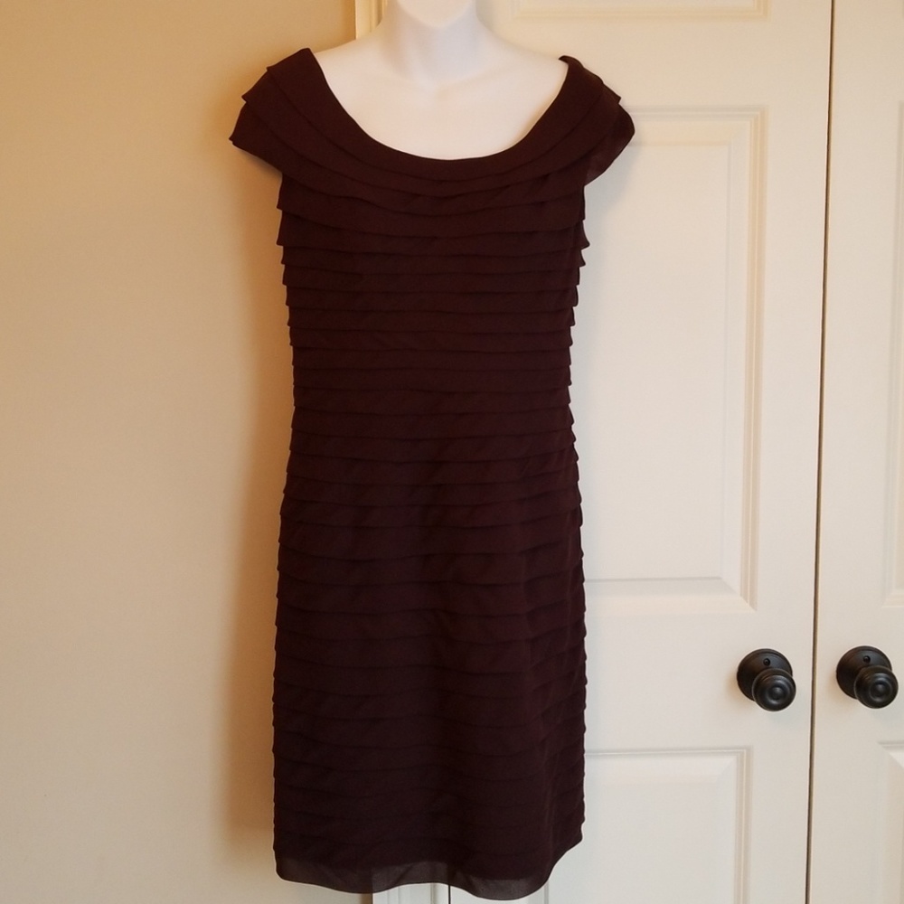 Brown layered cap sleeve dress